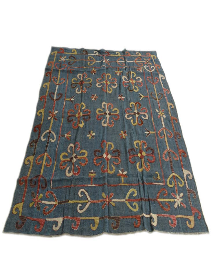 Detail image of 6' 6 x 6' 8 Hand Woven Kilim Suzani Wool Square Rug