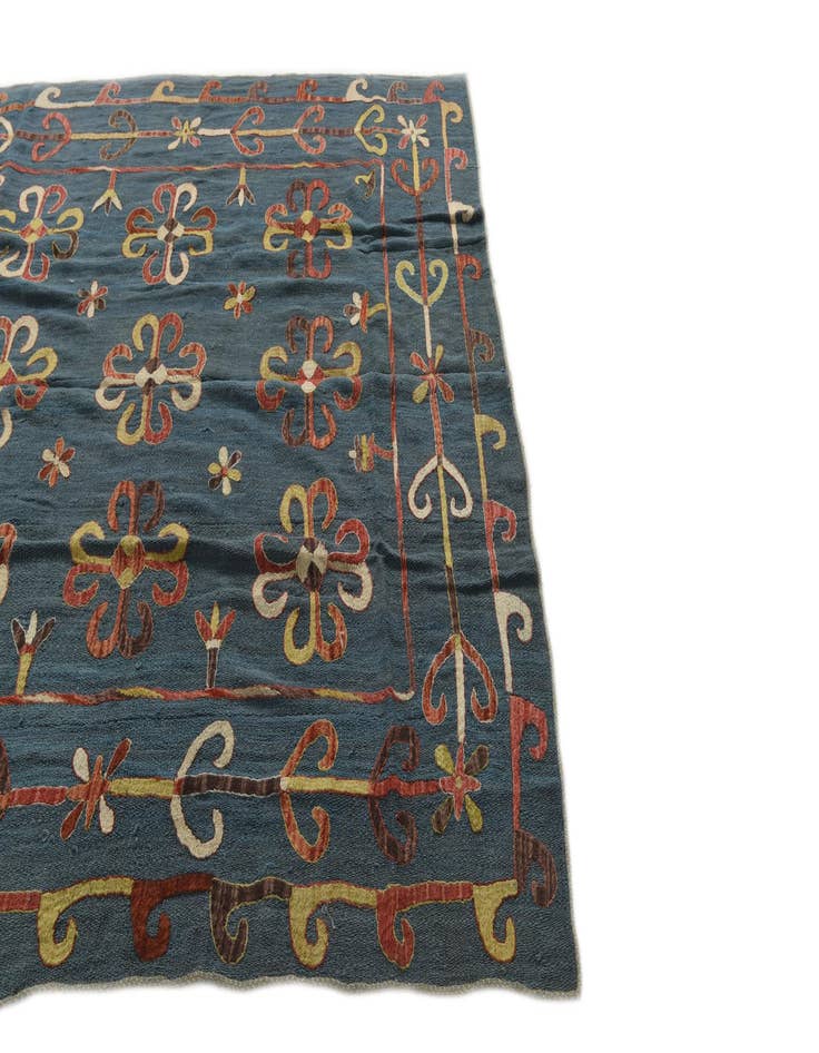 Detail image of 6' 6 x 6' 8 Hand Woven Kilim Suzani Wool Square Rug