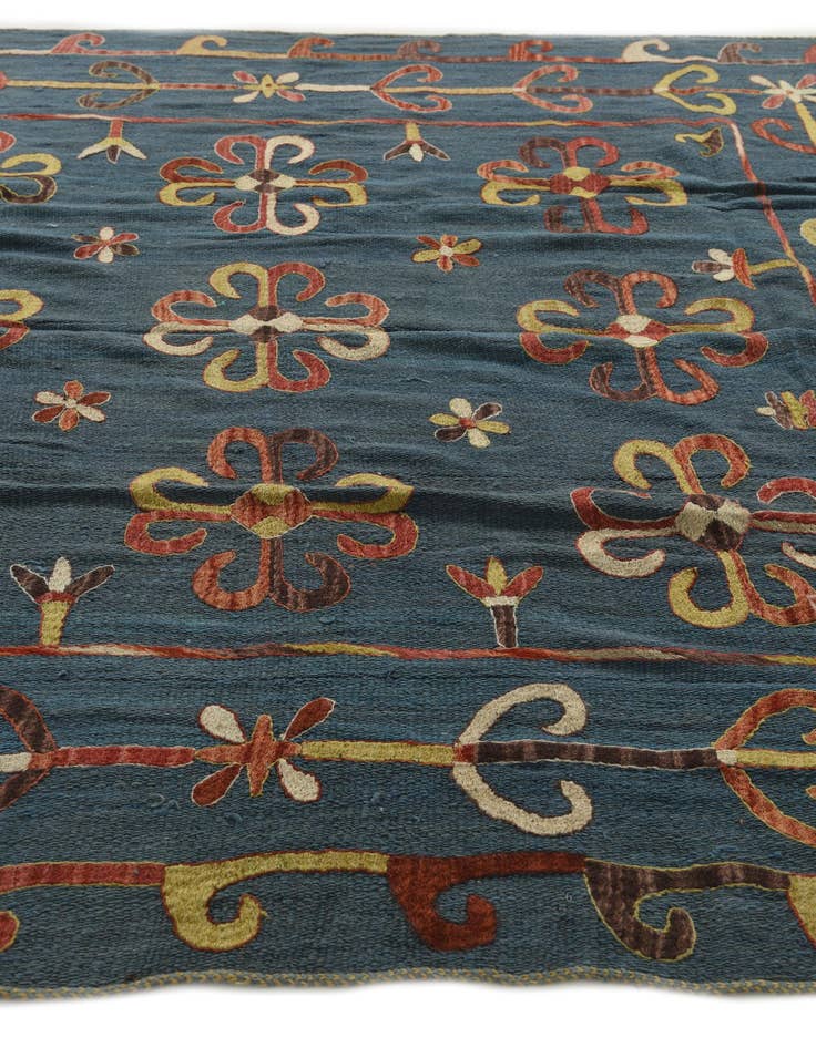 Detail image of 6' 6 x 6' 8 Hand Woven Kilim Suzani Wool Square Rug