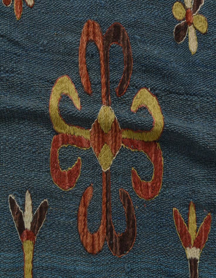 Detail image of 6' 6 x 6' 8 Hand Woven Kilim Suzani Wool Square Rug