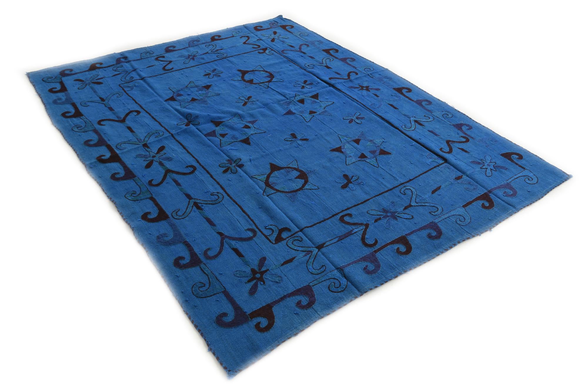6' x 7' 3 Hand Woven Kilim Suzani Wool Square Rug