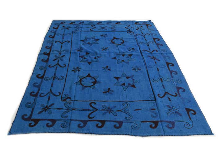 6' x 7' 3 Hand Woven Kilim Suzani Wool Square Rug