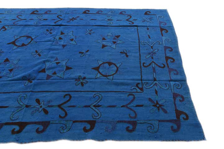 6' x 7' 3 Hand Woven Kilim Suzani Wool Square Rug