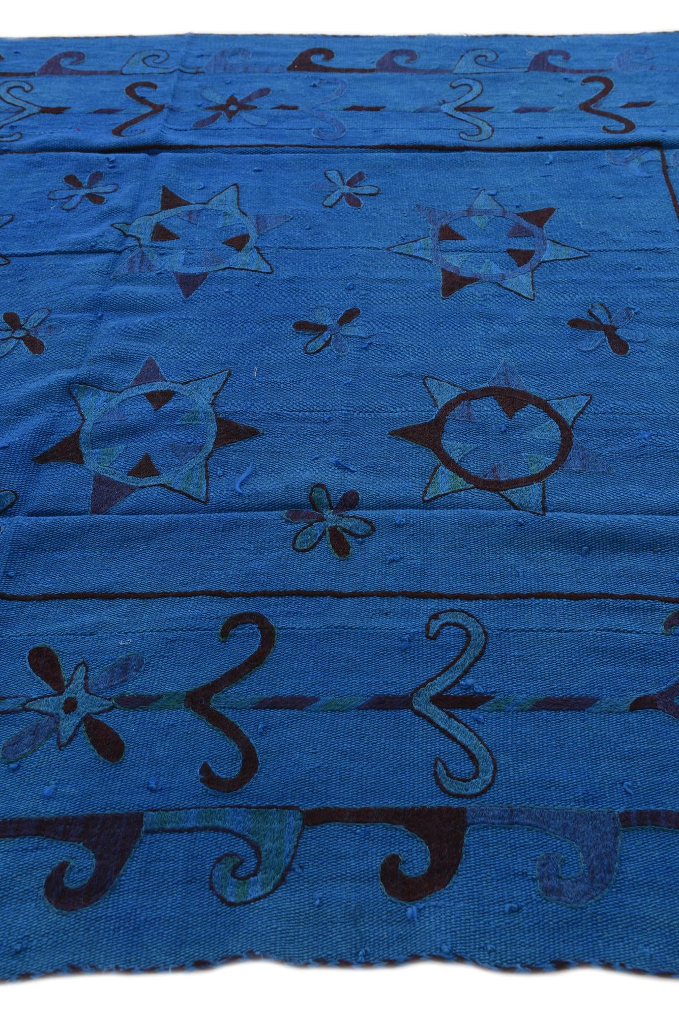 6' x 7' 3 Hand Woven Kilim Suzani Wool Square Rug