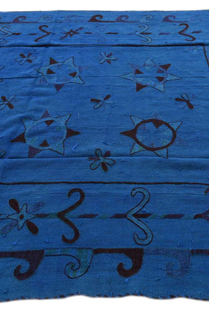 6' x 7' 3 Hand Woven Kilim Suzani Wool Square Rug