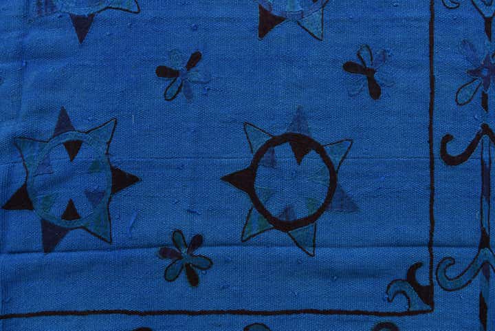 6' x 7' 3 Hand Woven Kilim Suzani Wool Square Rug