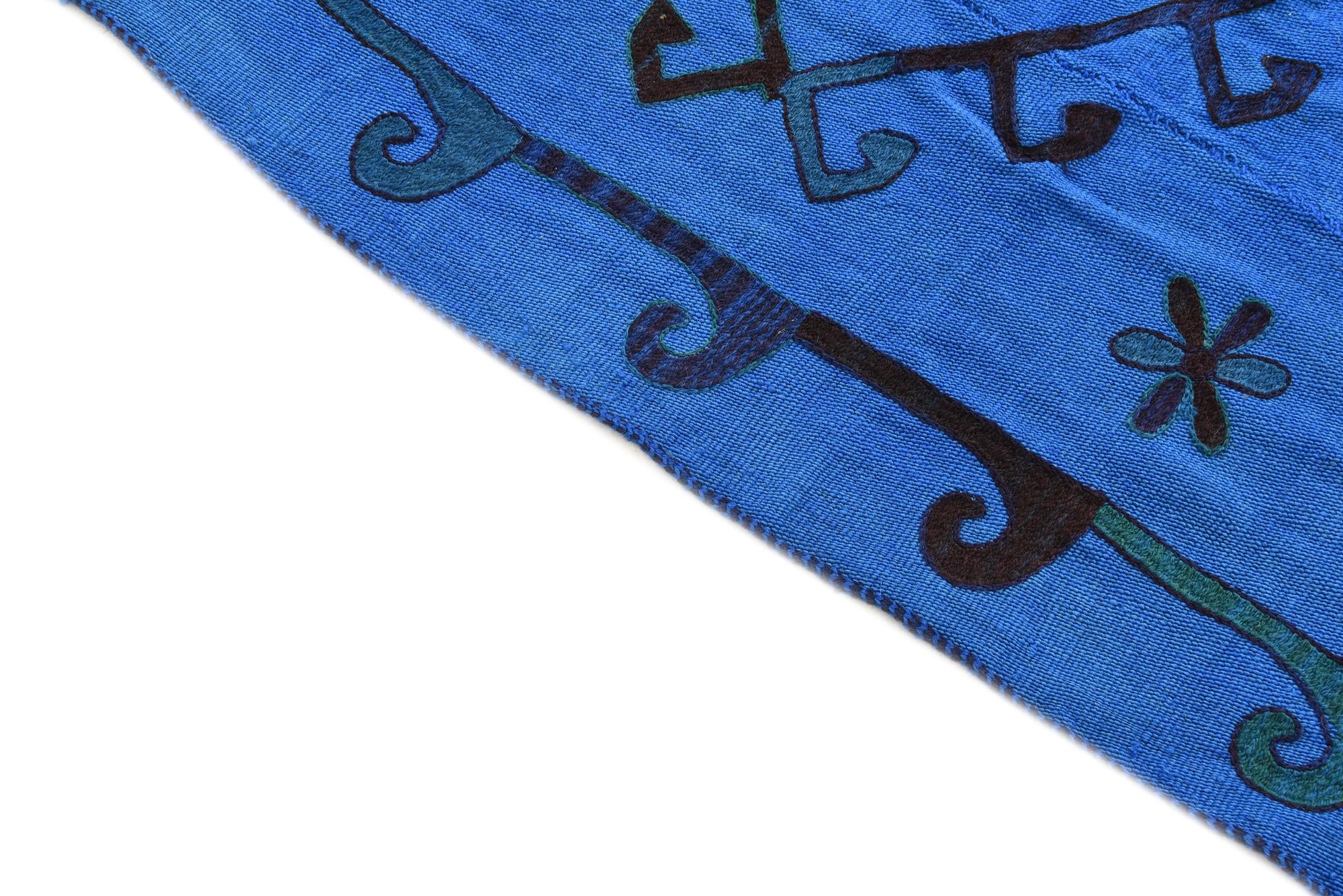 6' x 6' 9 Hand Woven Kilim Suzani Wool Square Rug