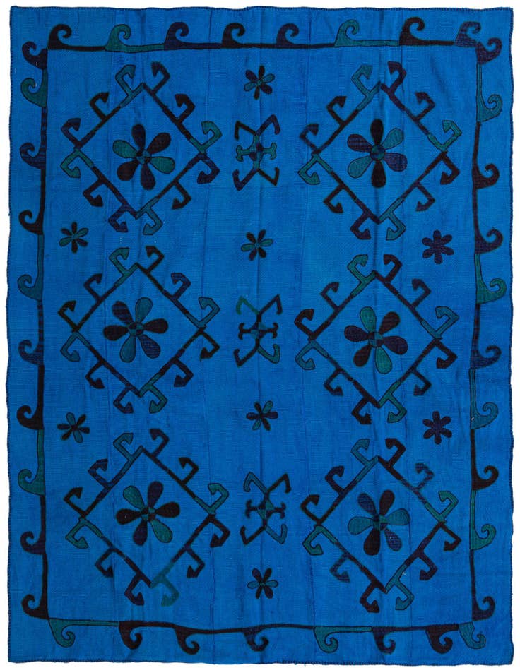 Detail image of 6' x 6' 9 Hand Woven Kilim Suzani Wool Square Rug