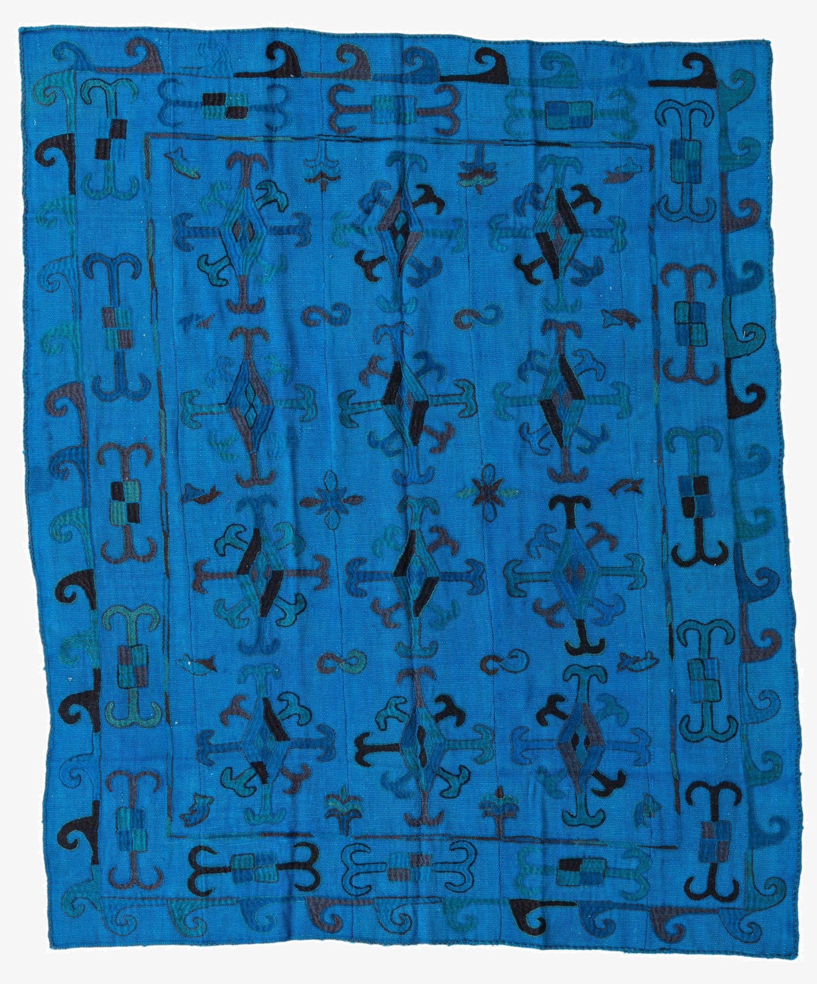 5' 9 x 6' 9  Hand Woven Kilim Suzani Wool Square Rug