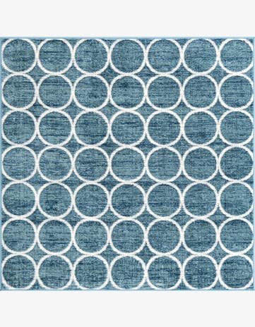 Blue Lattice Trellis Square Rug