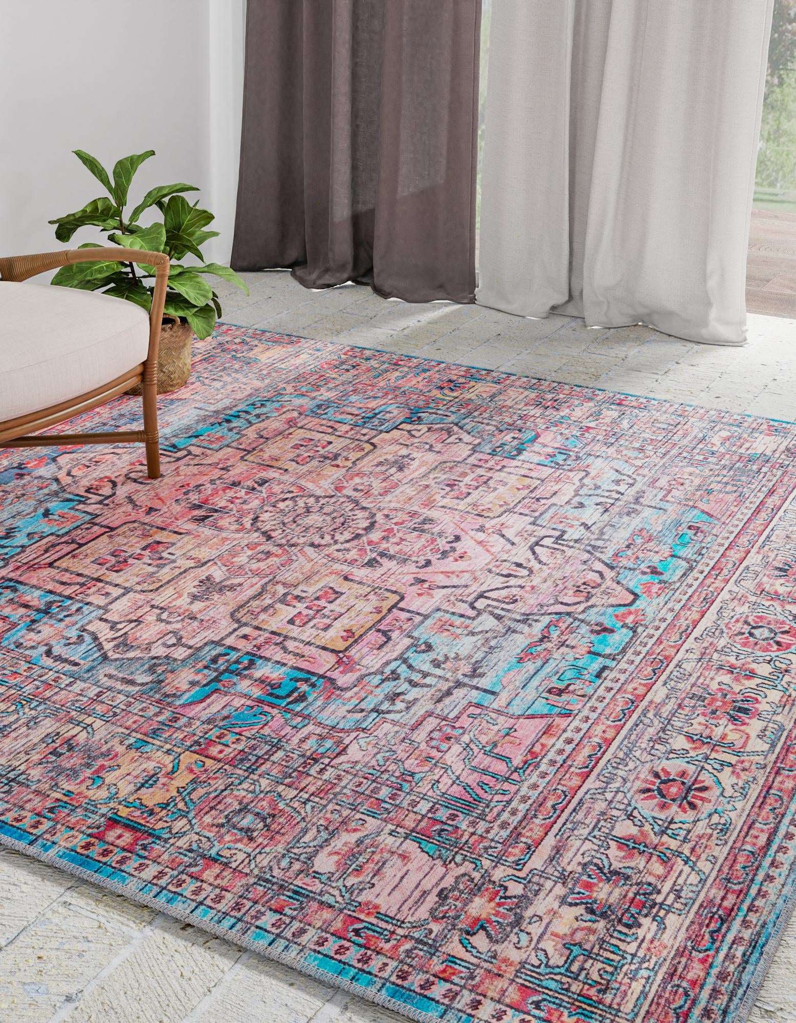 7' 3 x 7' 3 Washable Maahru Square Rug