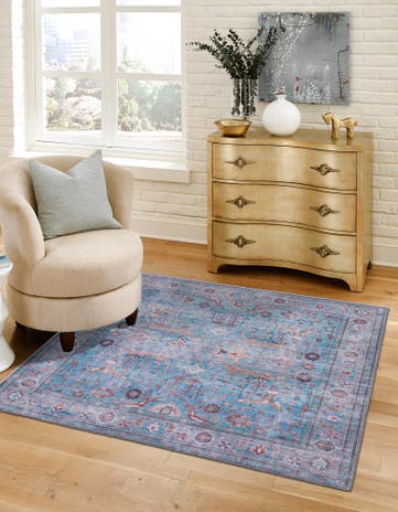 Blue Washable Maahru Square Rug