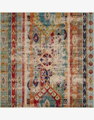 Blue Washable Mesa Square Rug