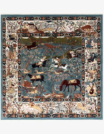 Blue Nain Design Square Rug