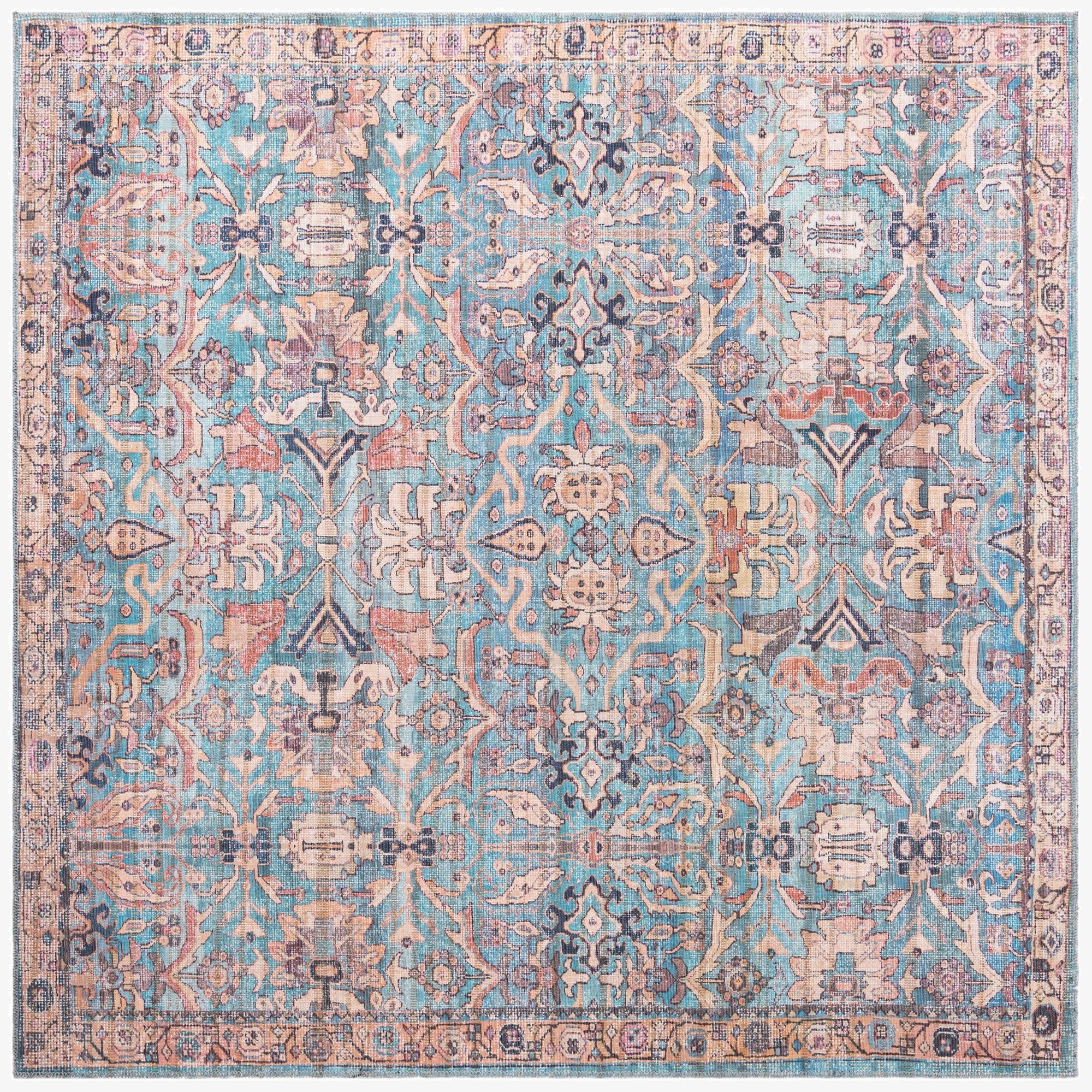 7' 3 x 7' 3  Washable Nostalgia Square Rug