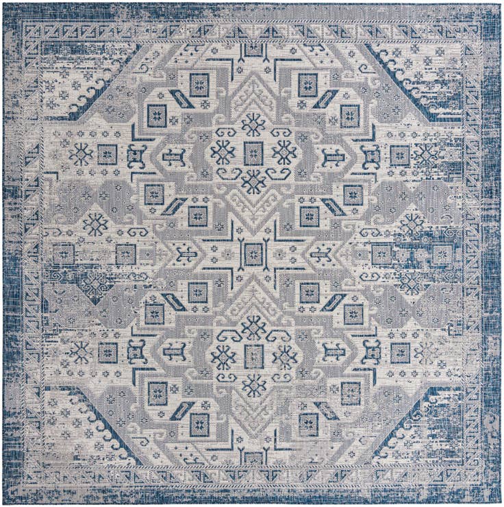 Detail image of 10' x 10' Easy-Clean Aztec Indoor / Outdoor Square Rug