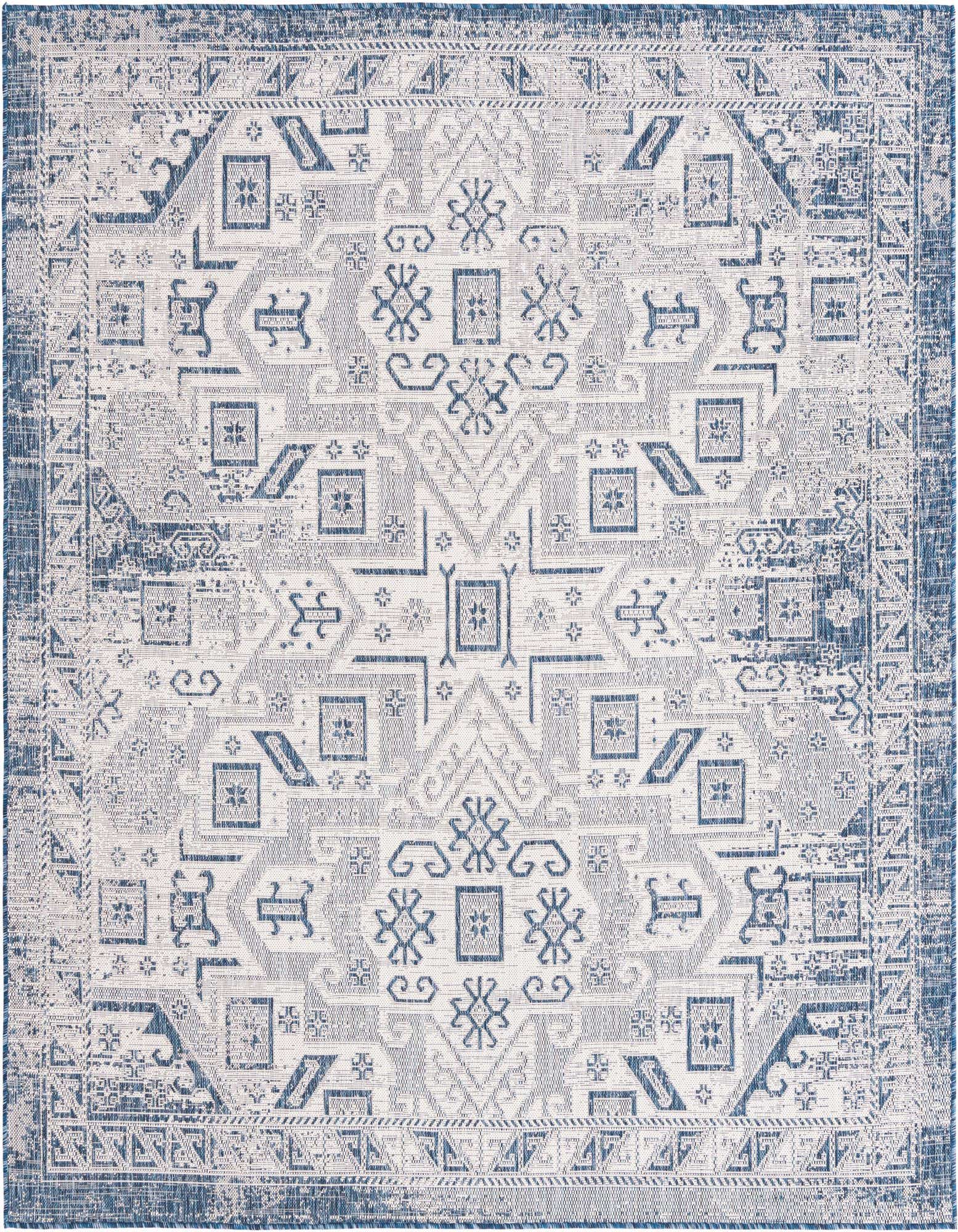 7' 10 x 7' 10 Easy-Clean Aztec Indoor / Outdoor Square Rug