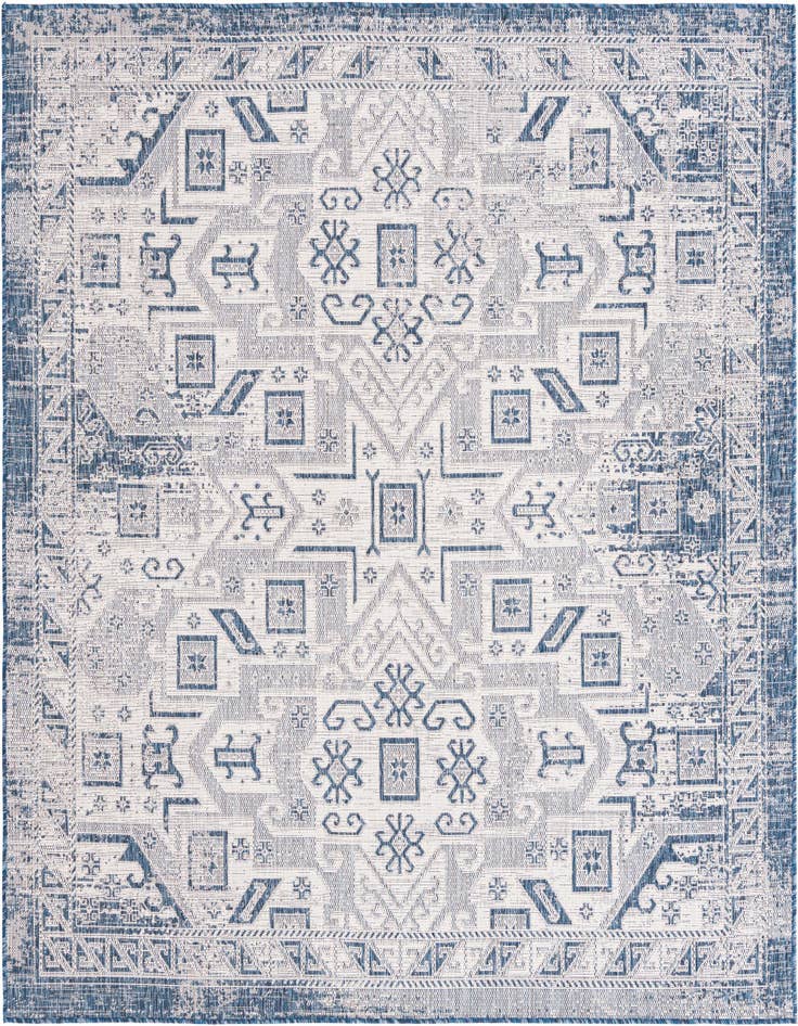 Detail image of 7' 10 x 7' 10 Easy-Clean Aztec Indoor / Outdoor Square Rug