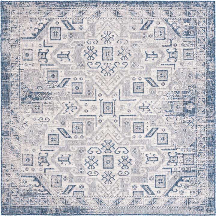 7' 10 x 7' 10 Easy-Clean Aztec Indoor / Outdoor Square Rug