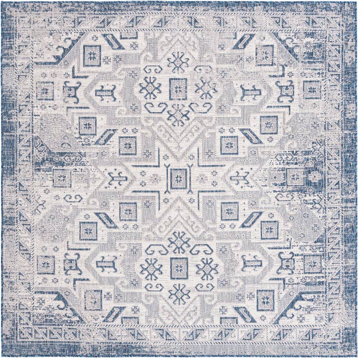 Detail image of 7' 10 x 7' 10 Easy-Clean Aztec Indoor / Outdoor Square Rug