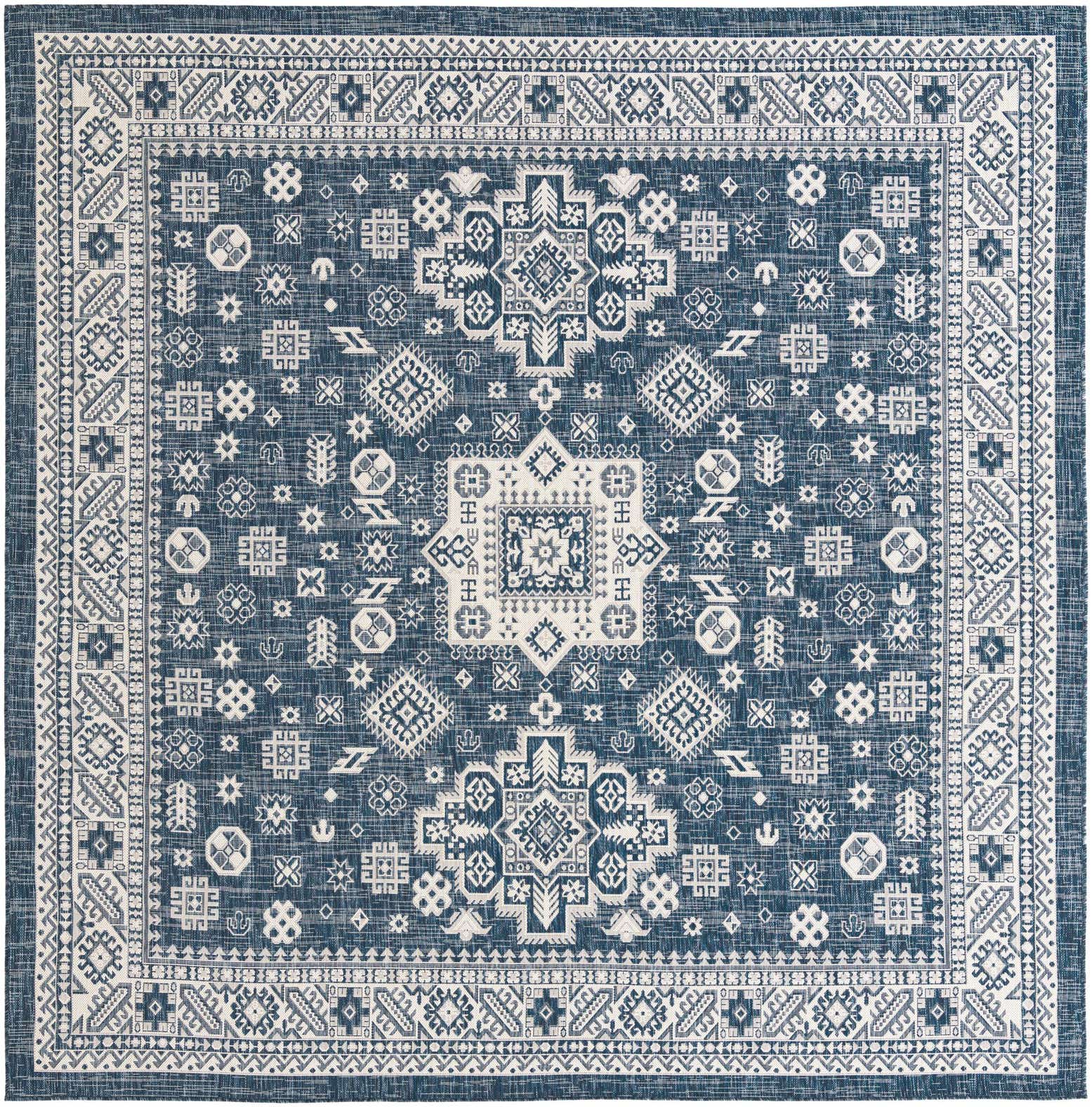 10' x 10' Easy-Clean Aztec Indoor / Outdoor Square Rug