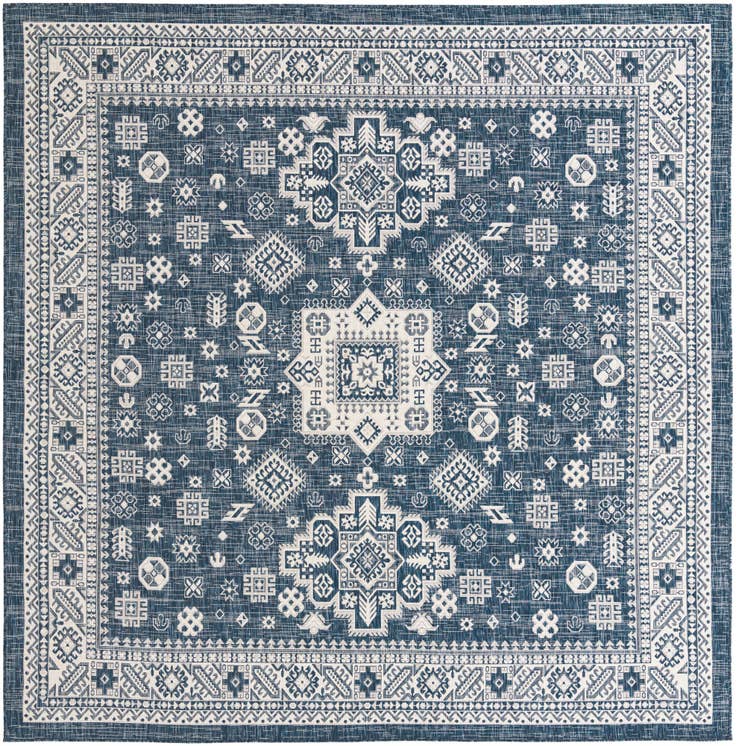 Detail image of 10' x 10' Easy-Clean Aztec Indoor / Outdoor Square Rug