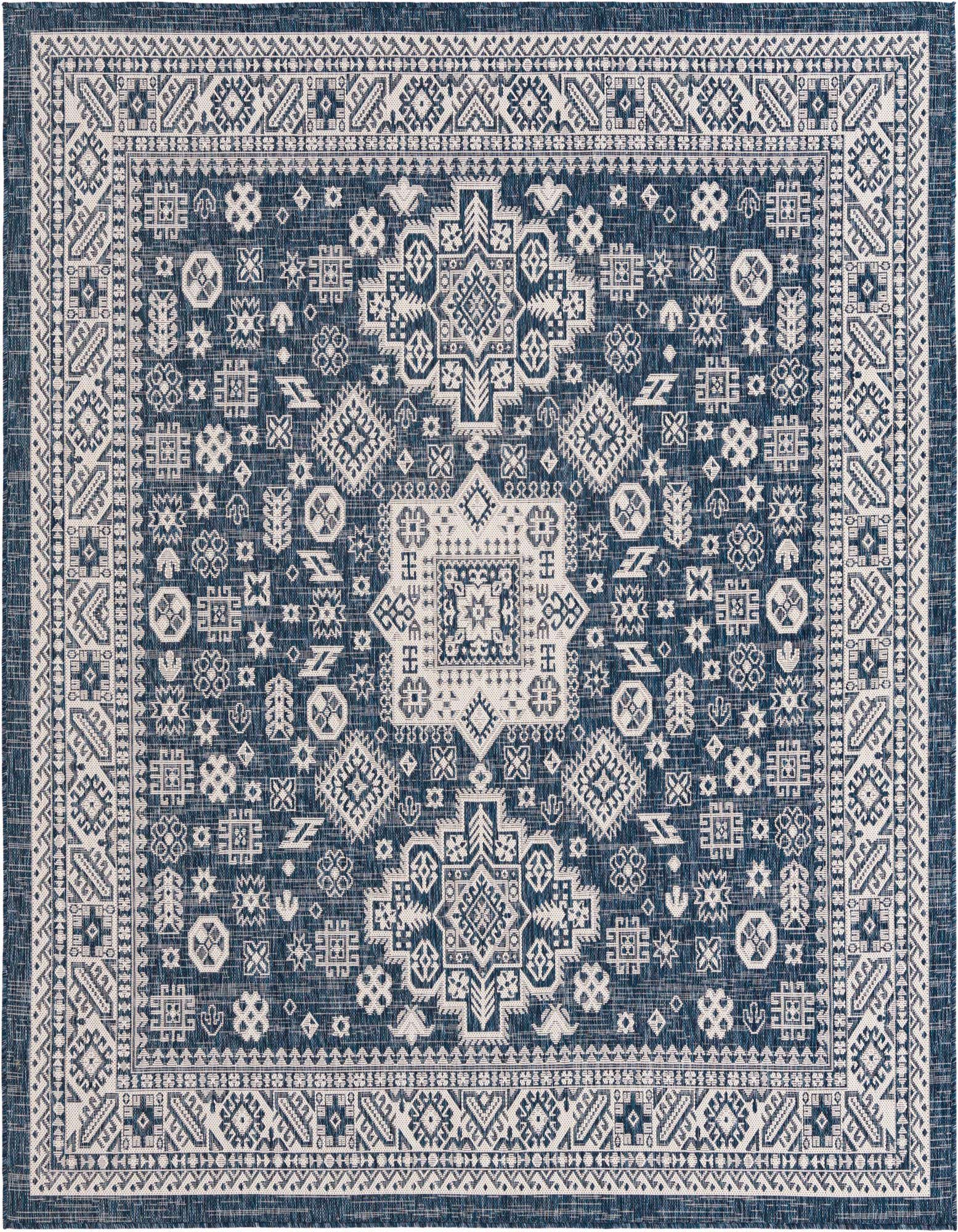 7' 10 x 7' 10 Easy-Clean Aztec Indoor / Outdoor Square Rug