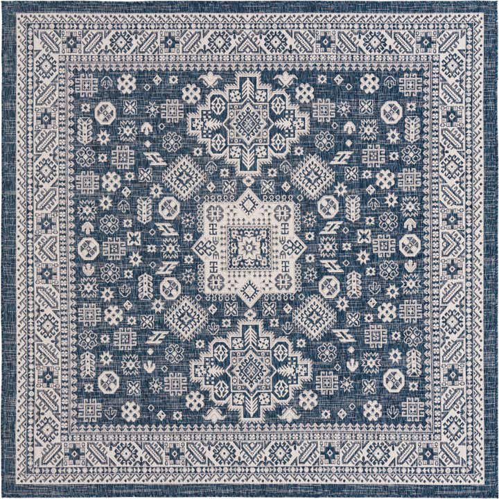 7' 10 x 7' 10 Easy-Clean Aztec Indoor / Outdoor Square Rug
