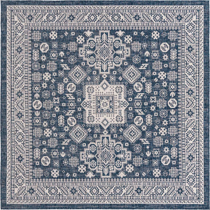 Detail image of 7' 10 x 7' 10 Easy-Clean Aztec Indoor / Outdoor Square Rug