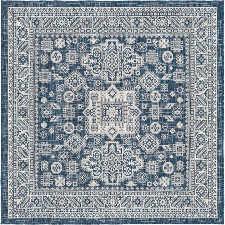 5' 3 x 5' 3 Easy-Clean Aztec Indoor / Outdoor Square Rug