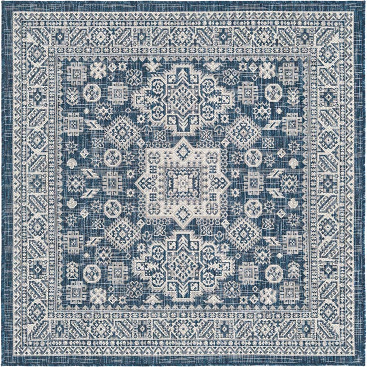 Detail image of 5' 3 x 5' 3 Easy-Clean Aztec Indoor / Outdoor Square Rug