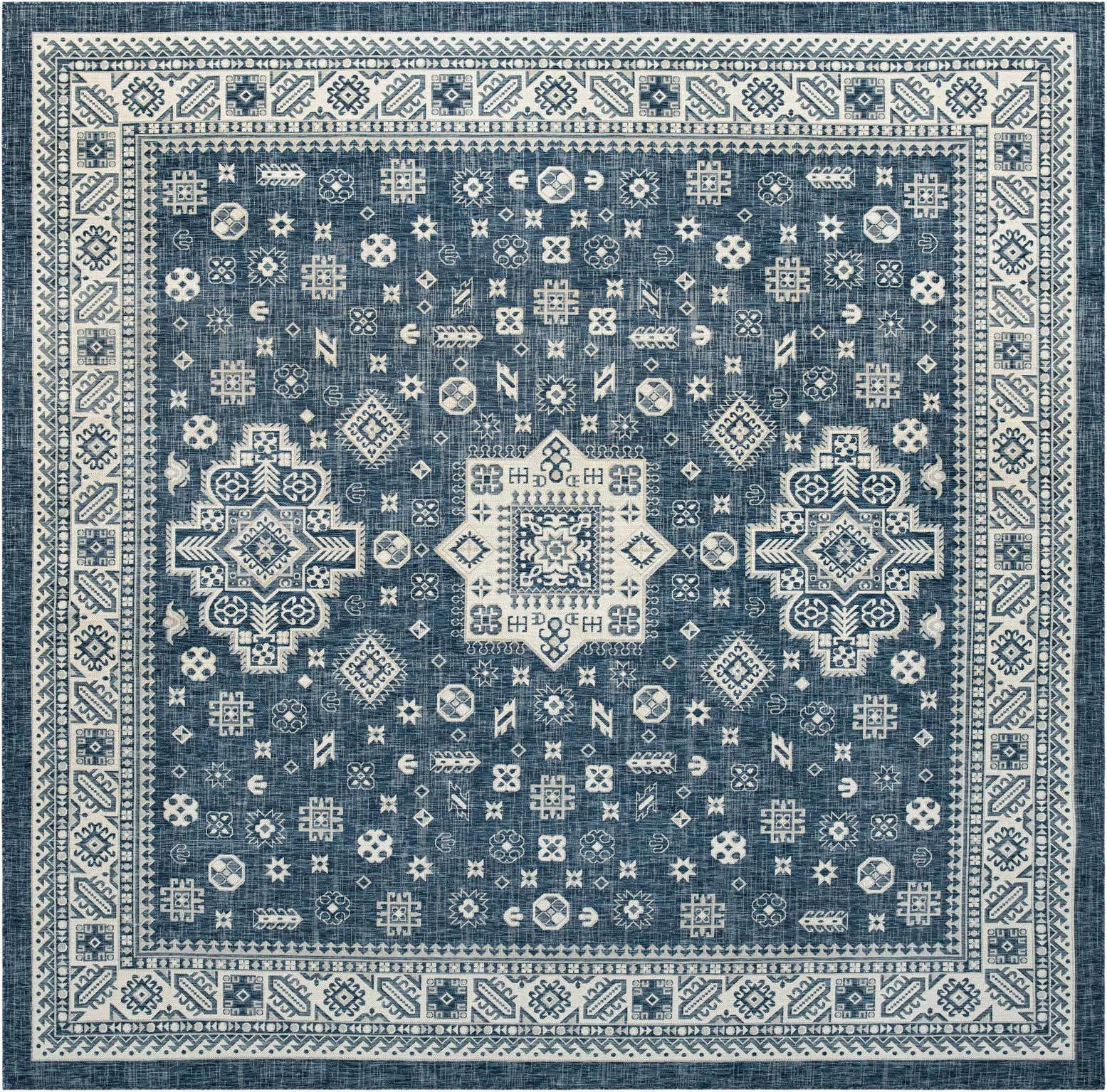 13' x 13' Easy-Clean Aztec Indoor / Outdoor Square Rug