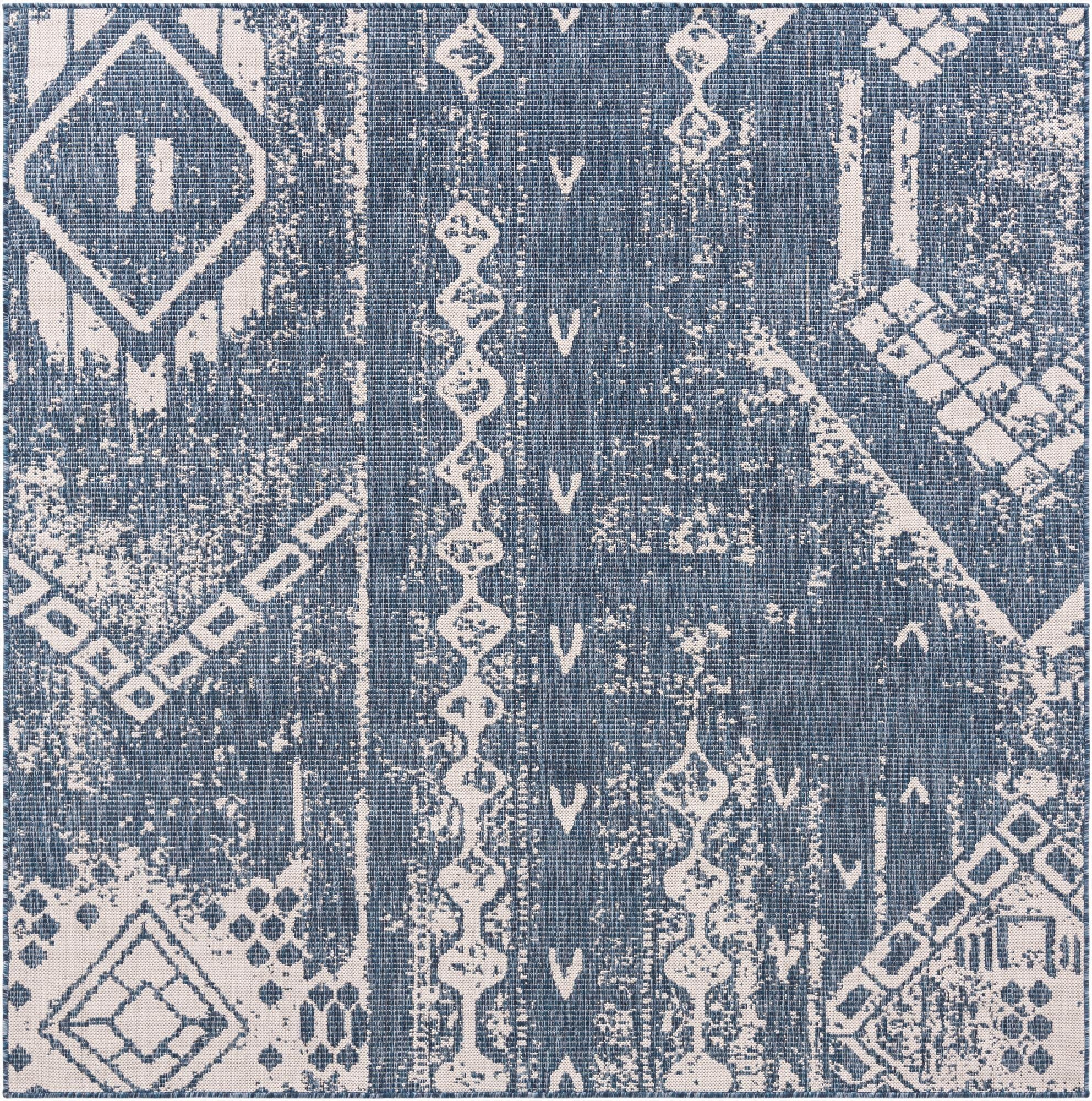 7' x 7'  Washable Bohemian Indoor / Outdoor Square Rug