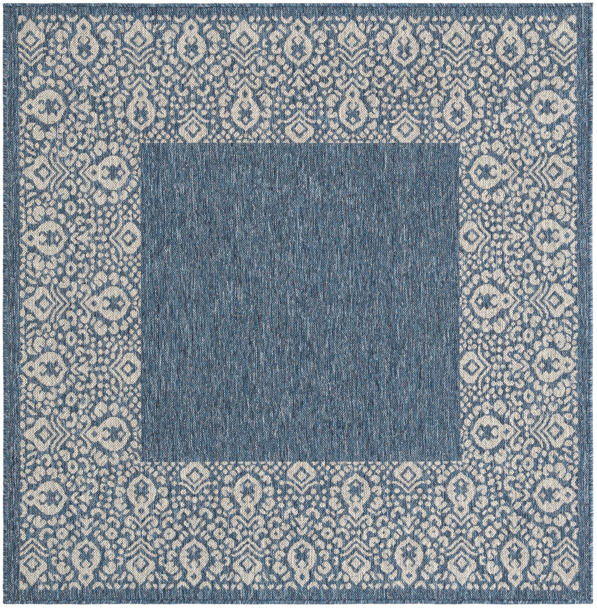 5' 3 x 5' 3  Washable Border Indoor / Outdoor Square Rug
