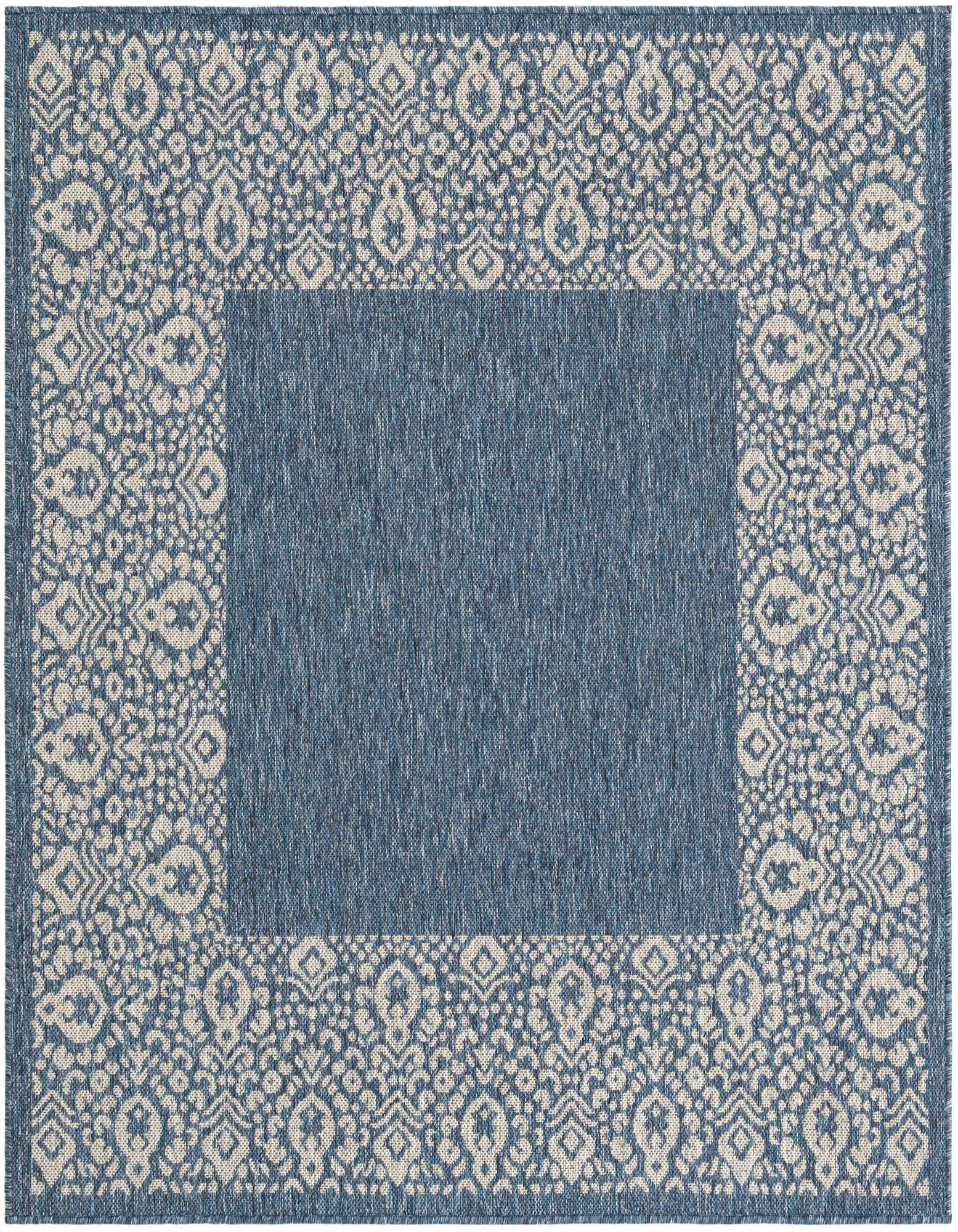 5' 3 x 5' 3 Easy-Clean Border Indoor / Outdoor Square Rug