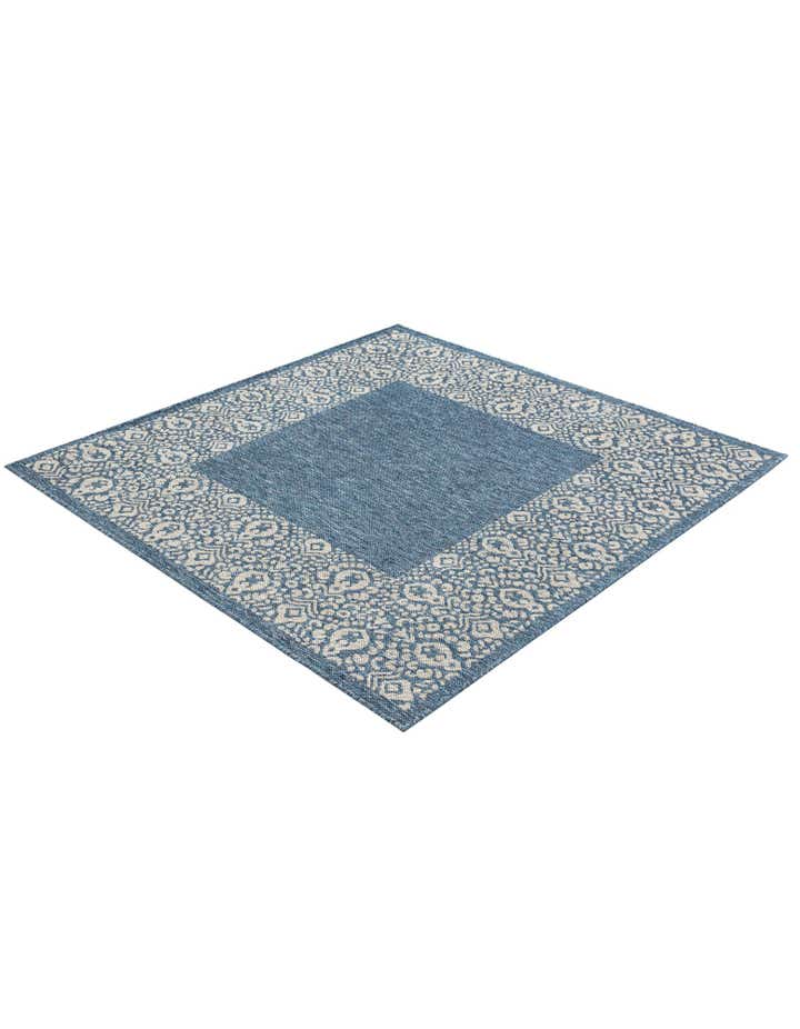 5' 3 x 5' 3 Easy-Clean Border Indoor / Outdoor Square Rug