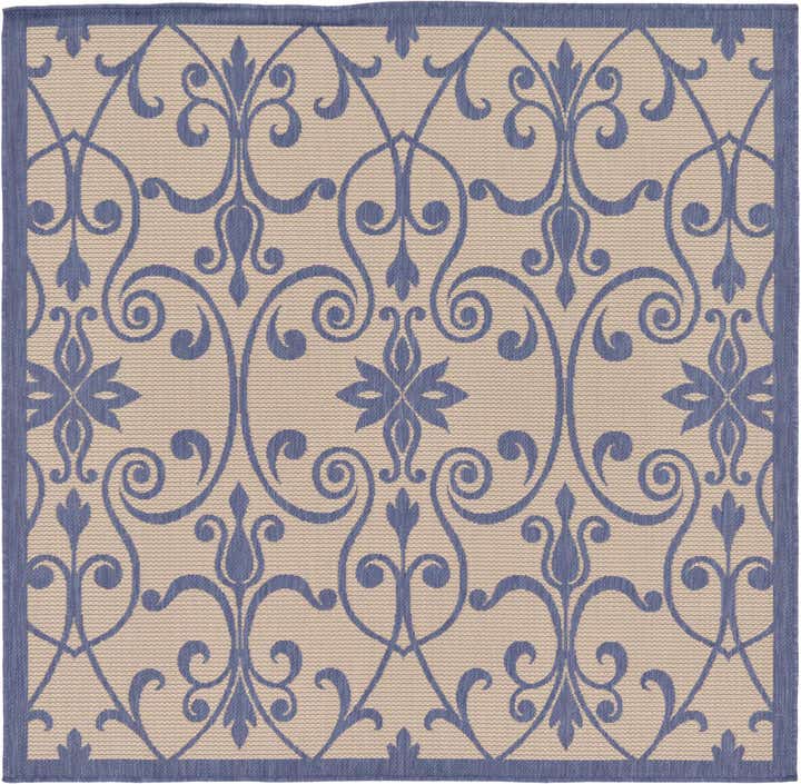 6' x 6' Easy-Clean Botanical Indoor / Outdoor Square Rug