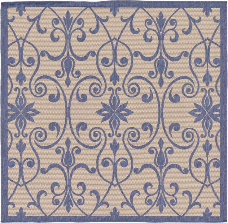 Detail image of 6' x 6' Easy-Clean Botanical Indoor / Outdoor Square Rug