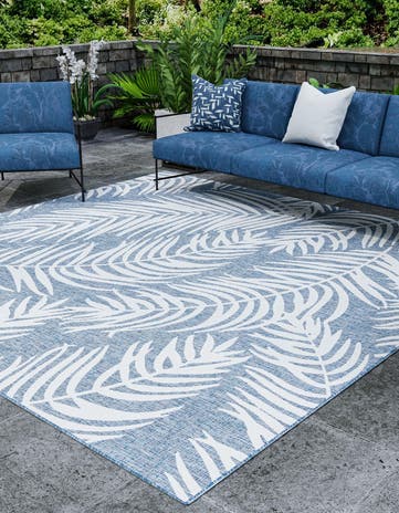 12' x 12' Easy-Clean Botanical Indoor / Outdoor Square Rug