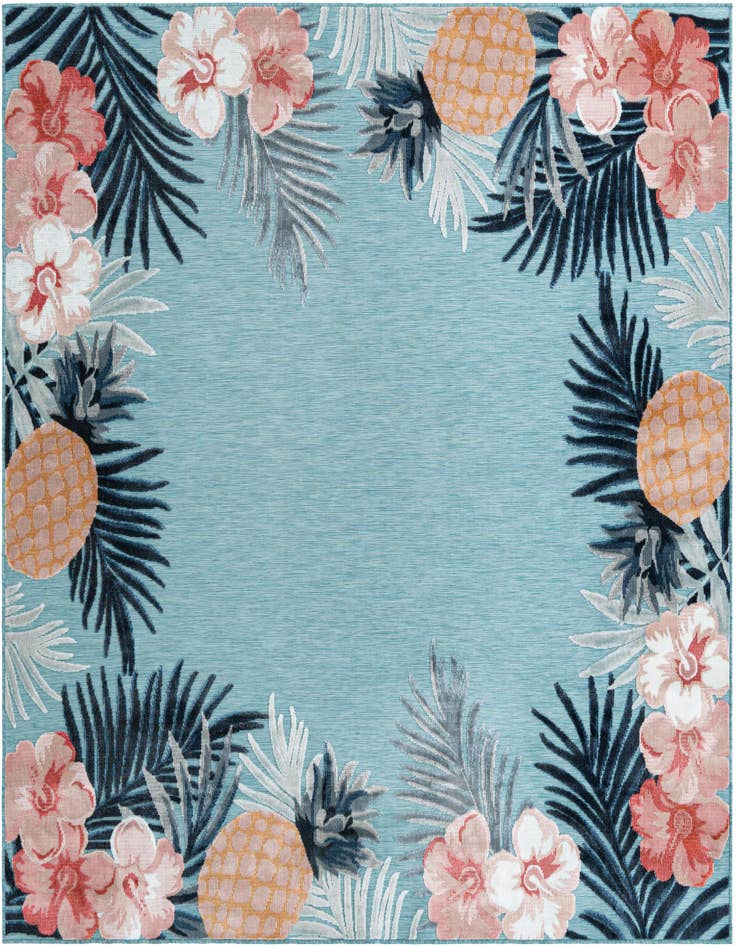 Detail image of 8' 2 x 8' 2 Easy-Clean Botanical Indoor / Outdoor Square Rug