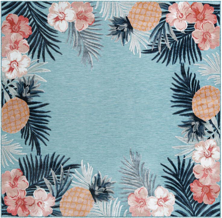 Detail image of 8' 2 x 8' 2 Easy-Clean Botanical Indoor / Outdoor Square Rug