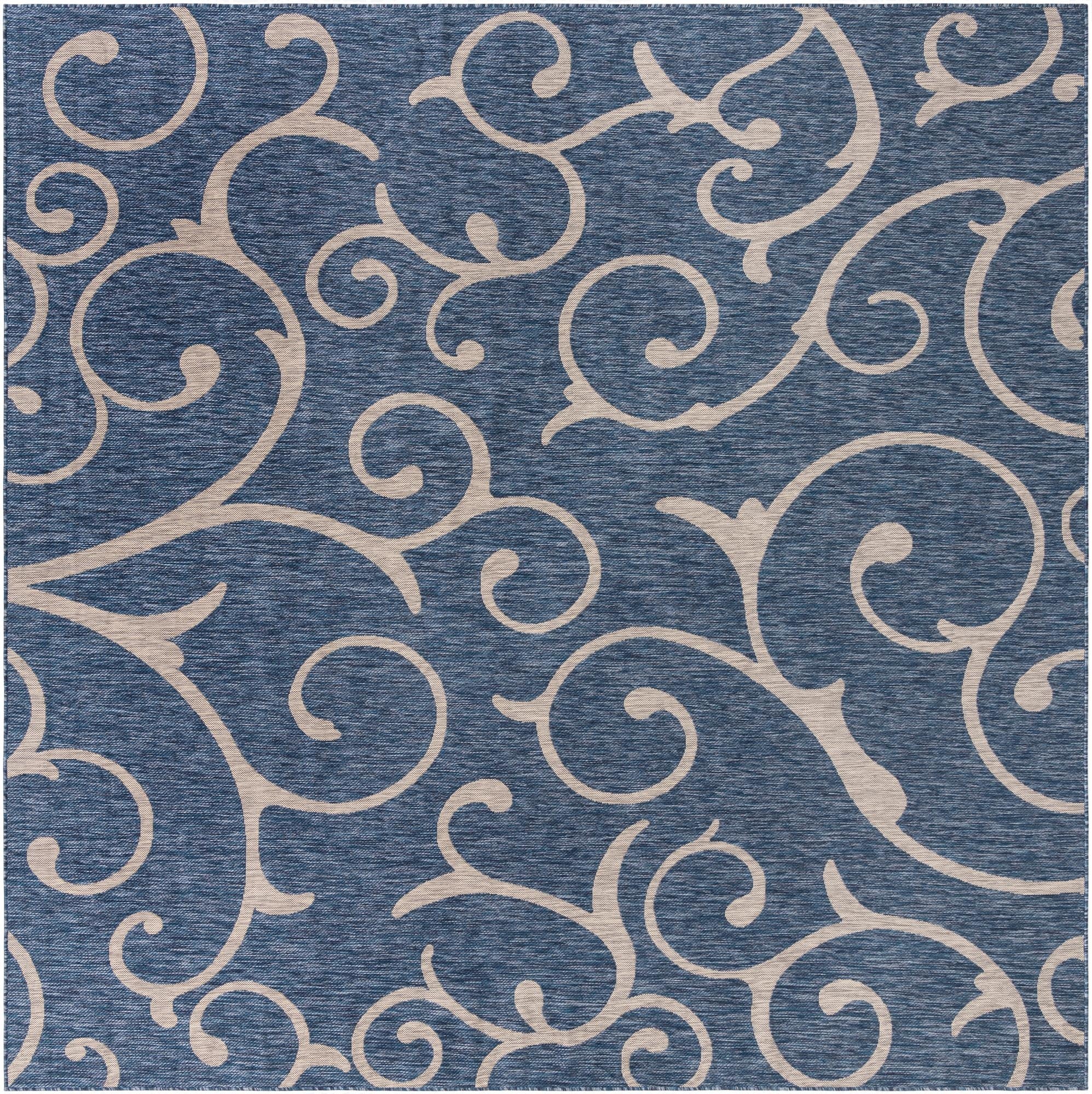 10' 8 x 10' 8  Washable Botanical Indoor / Outdoor Square Rug