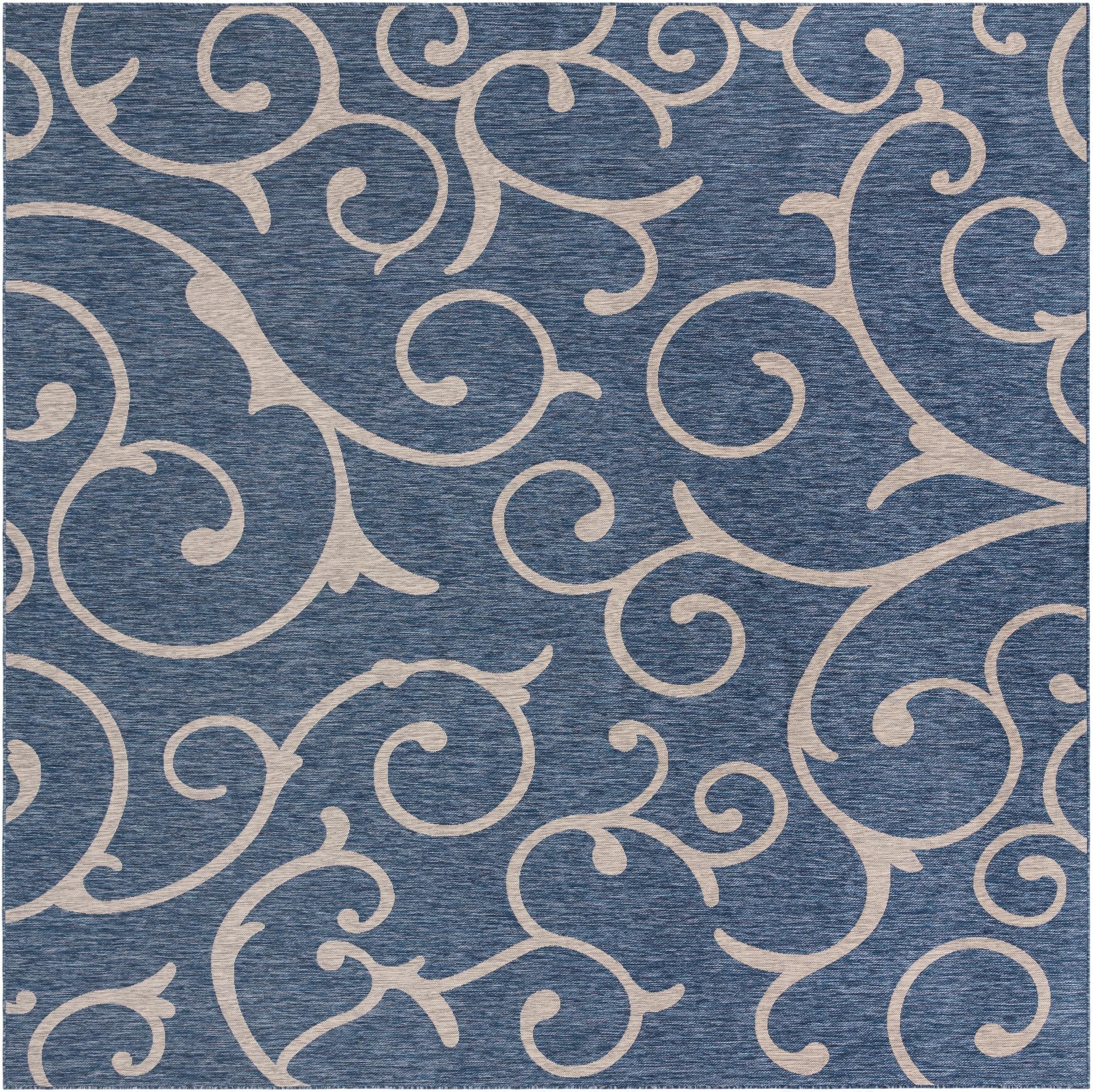 13' x 13'  Washable Botanical Indoor / Outdoor Square Rug