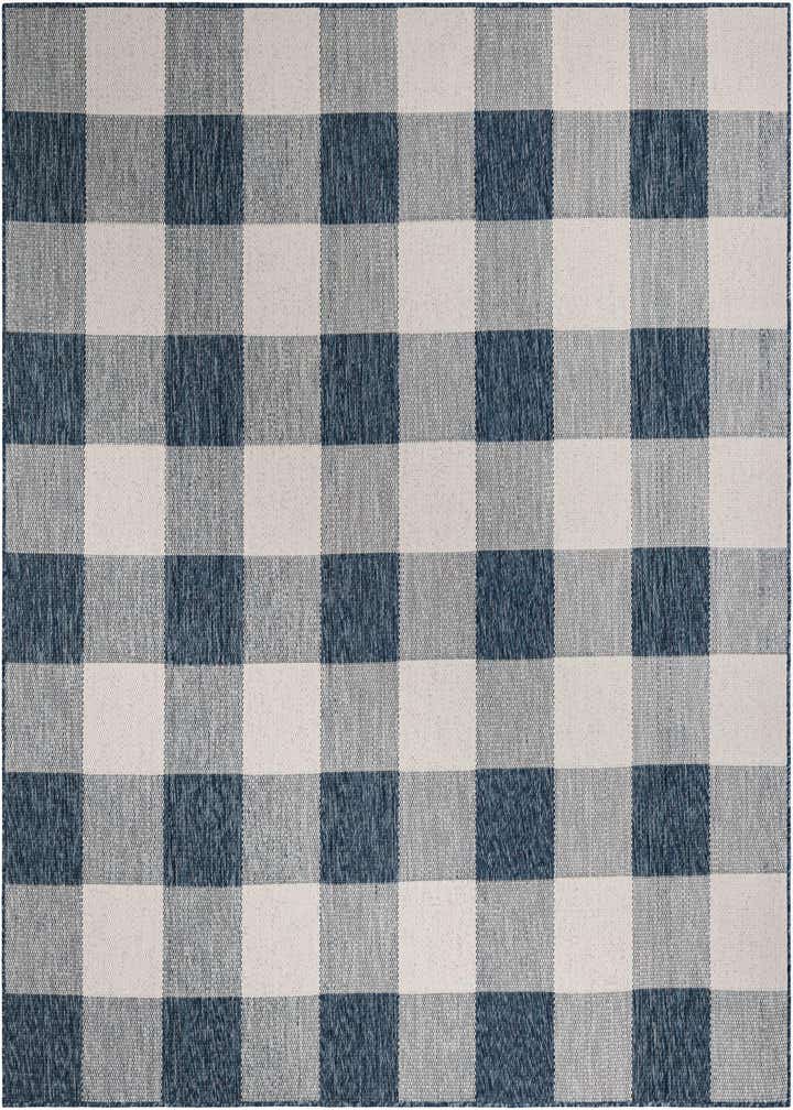 7' 10 x 7' 10 Easy-Clean Checkered Indoor / Outdoor Square Rug
