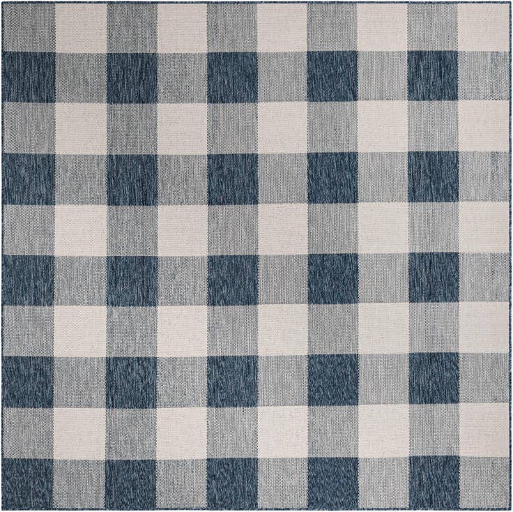 Detail image of 7' 10 x 7' 10 Easy-Clean Checkered Indoor / Outdoor Square Rug