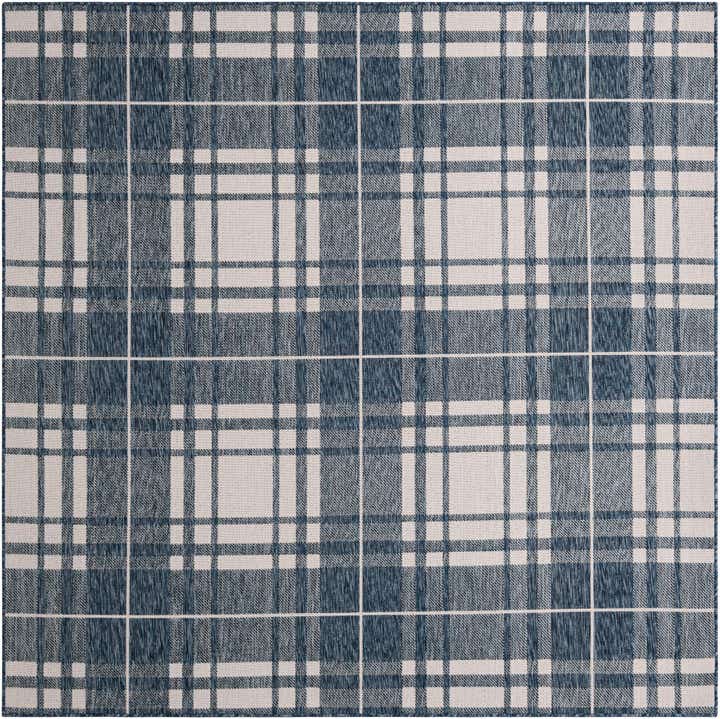 7' 10 x 7' 10 Easy-Clean Checkered Indoor / Outdoor Square Rug