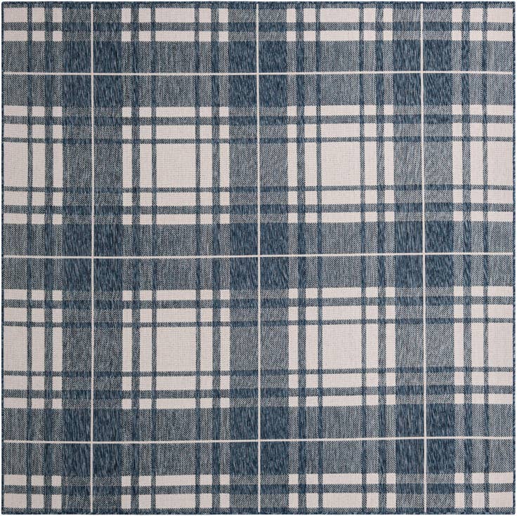 Detail image of 7' 10 x 7' 10 Easy-Clean Checkered Indoor / Outdoor Square Rug