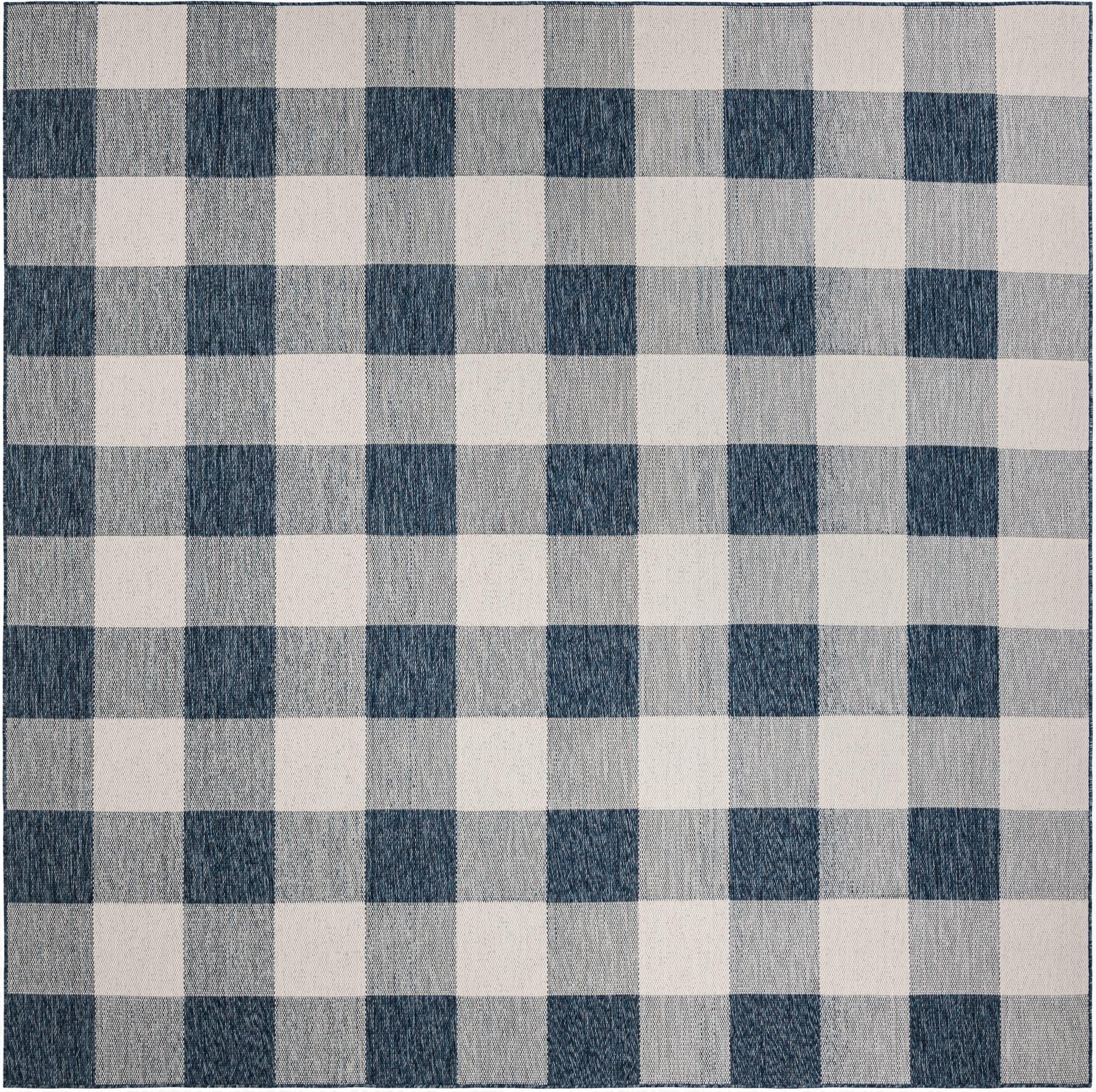 10' x 10'  Washable Checkered Indoor / Outdoor Square Rug