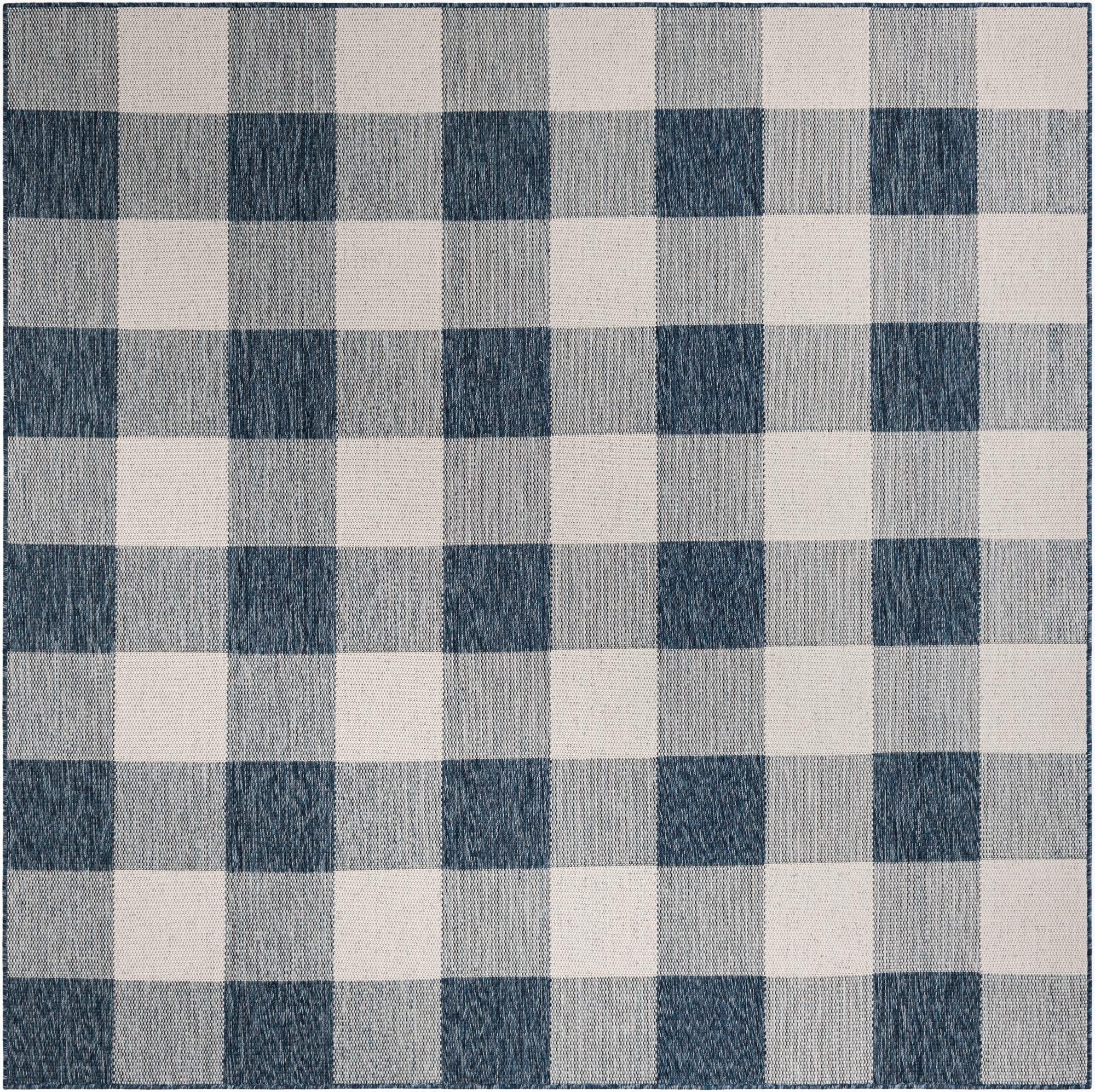 7' 10 x 7' 10  Washable Checkered Indoor / Outdoor Square Rug
