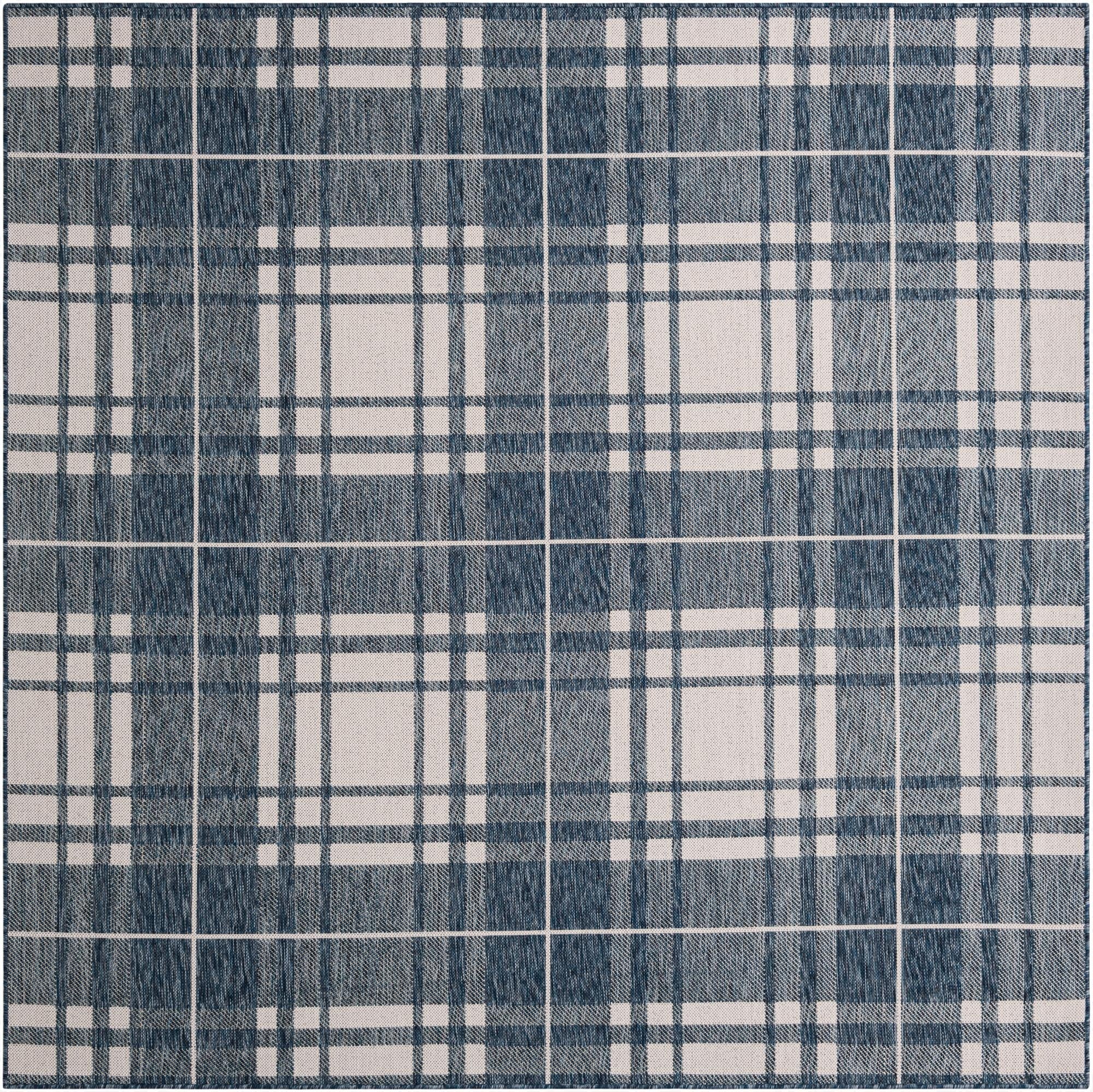 7' 10 x 7' 10  Washable Checkered Indoor / Outdoor Square Rug